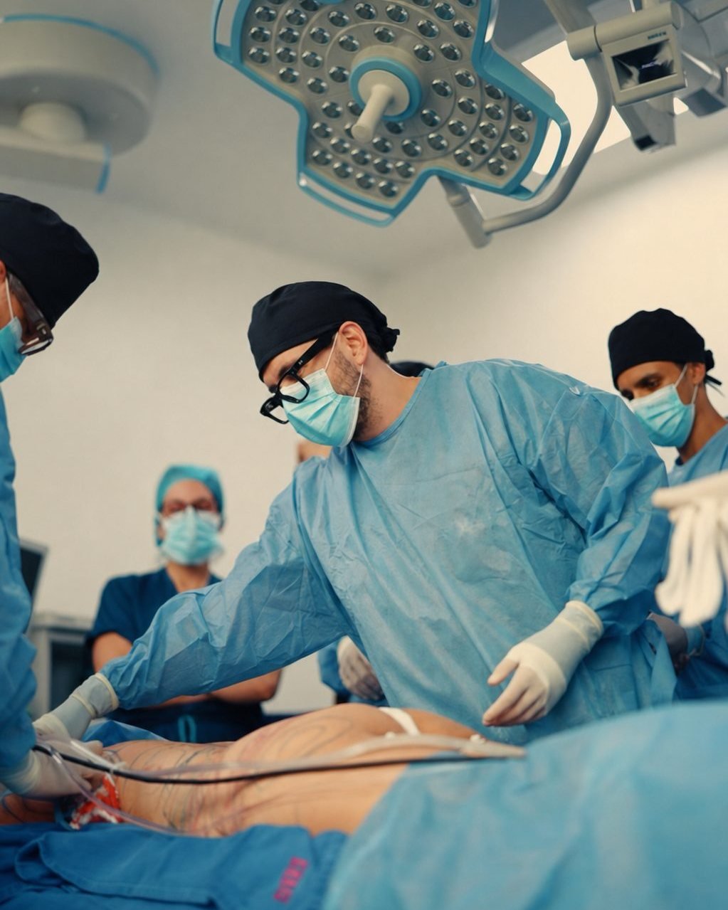 Liposucción de alta definición en Bogotá: el Dr. Daniel Ramos realizando una Lipo 360 en un centro quirúrgico acreditado